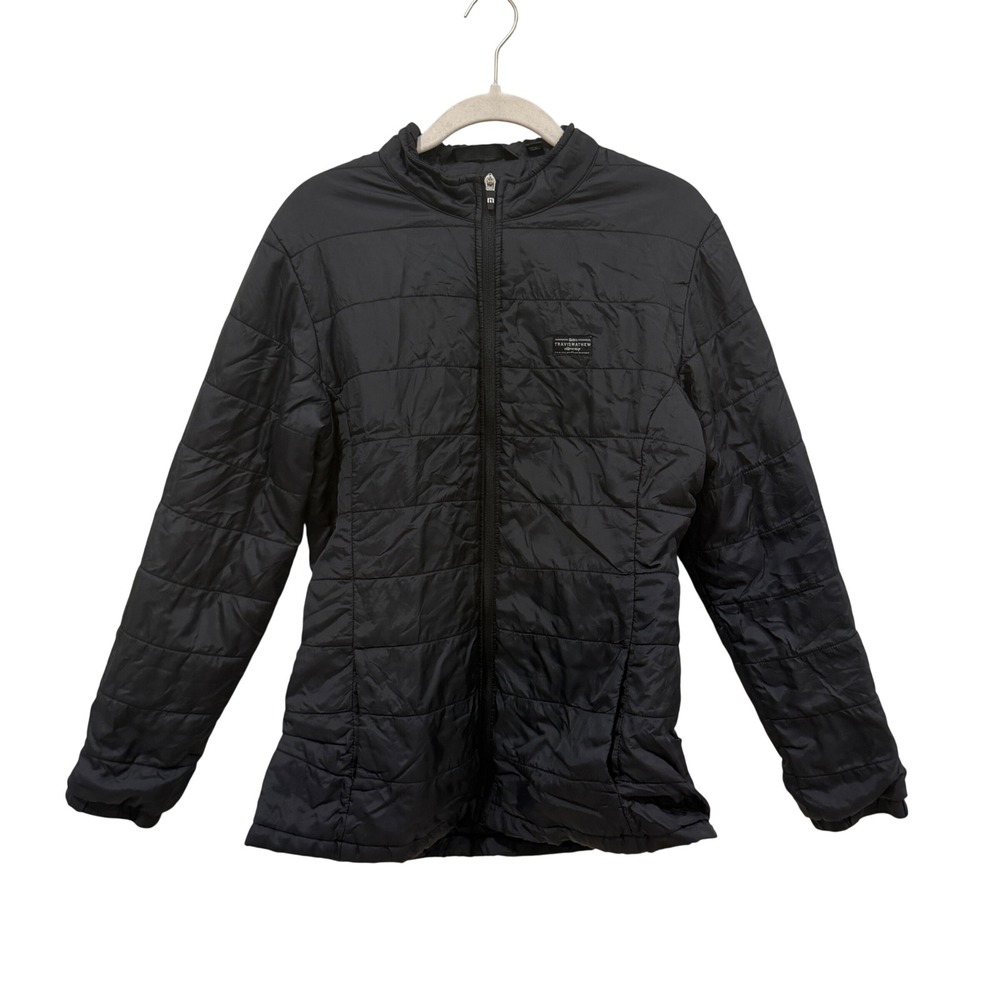 TravisMathew Mens Black Quilted Puffer Jacket Full Zip Mock Neck NEOGOV Size M